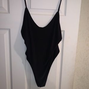 See through black body suit